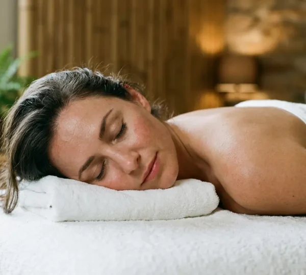 Person experiencing relaxation and muscle relief during a professional spa treatment session