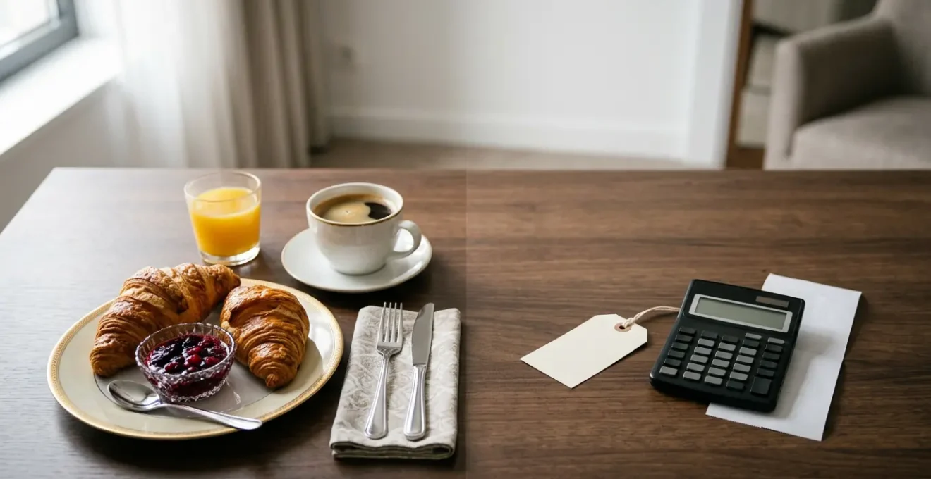 Hotel breakfast pricing concept showing value assessment