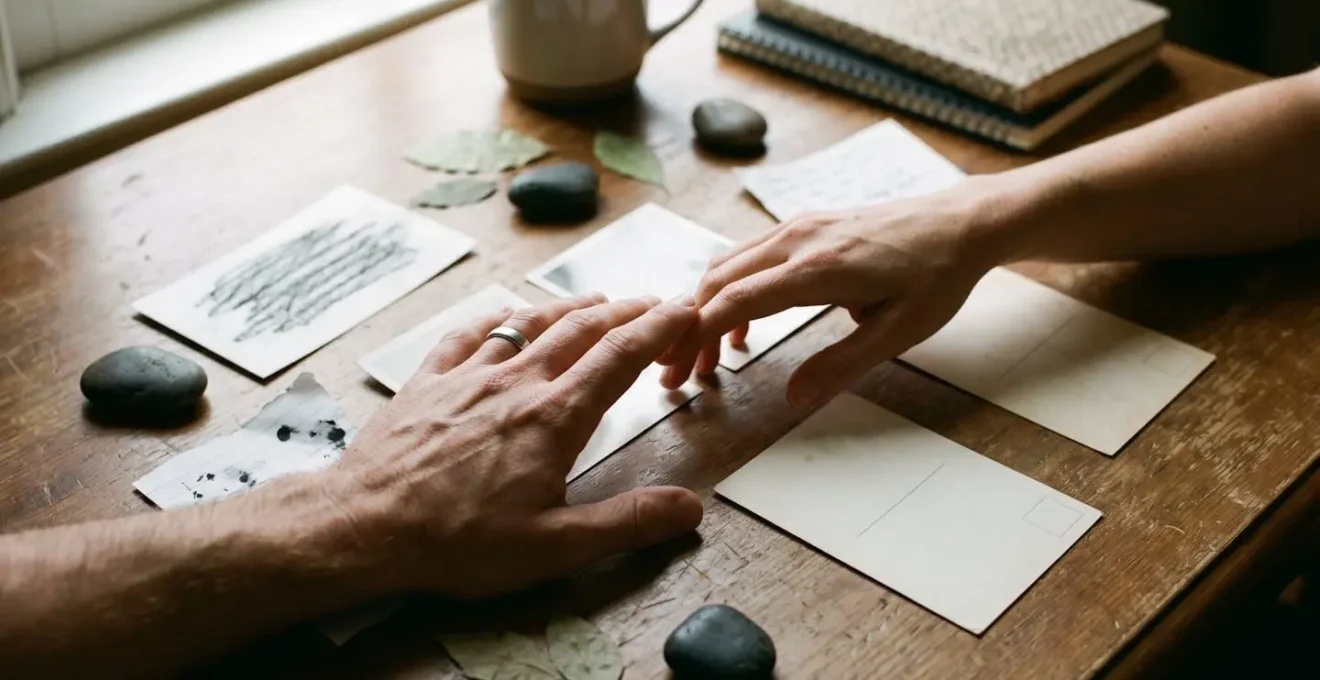 Two people collaborating over a shared planning activity with natural gestures