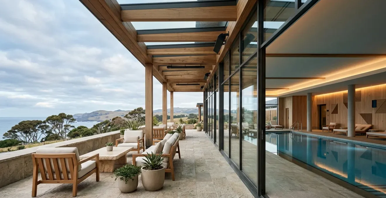 Modern hotel showcasing both indoor and outdoor recreational facilities ready for year-round guest enjoyment