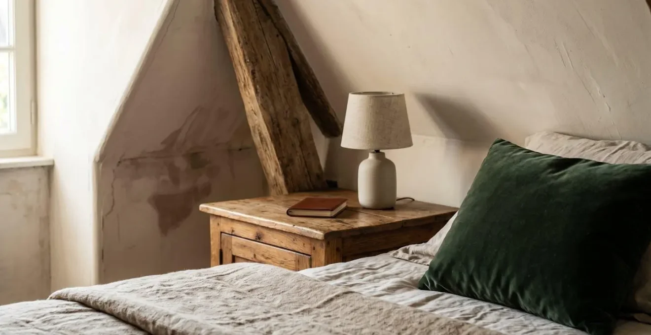 Intimate European hotel room with characteristic architectural features and compact elegant layout