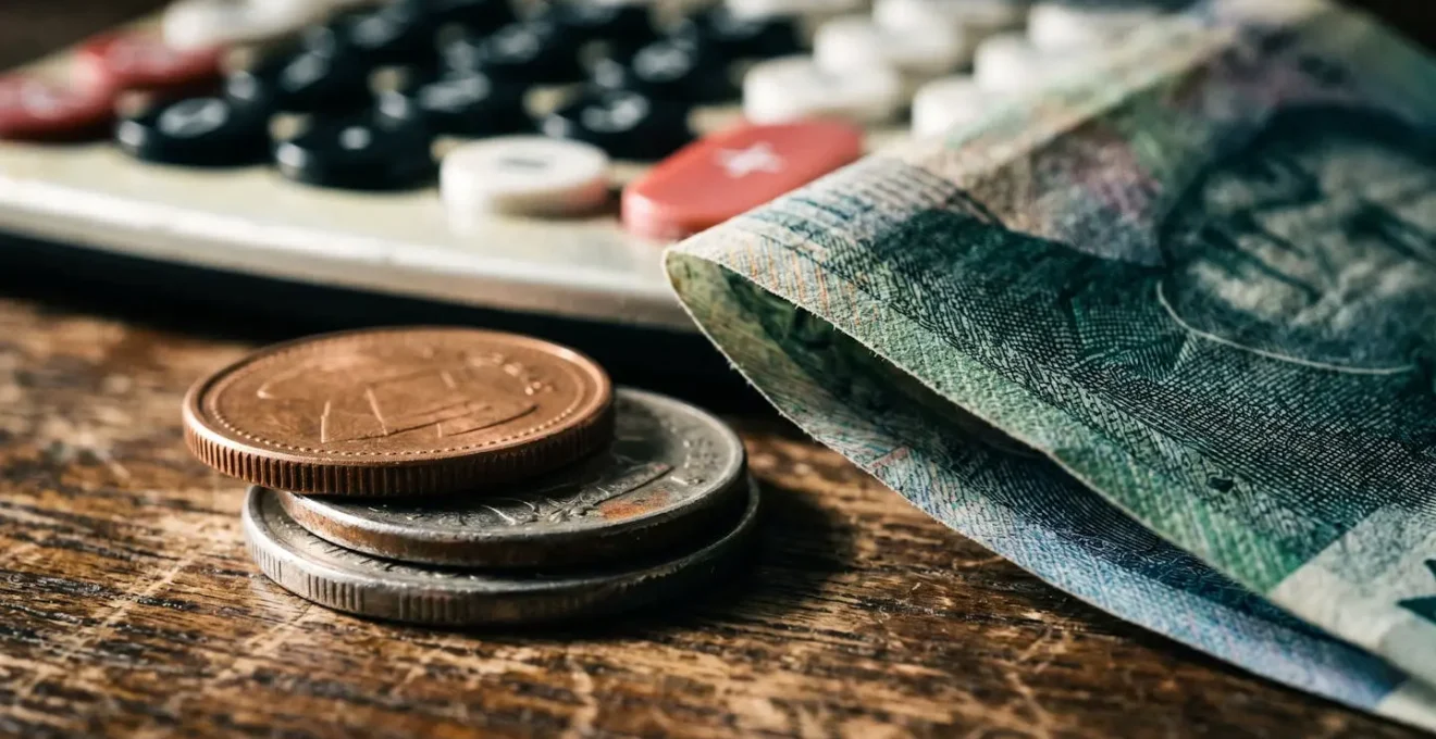 An extreme close-up photograph showing financial planning details and vacation decision-making elements with tactile textures