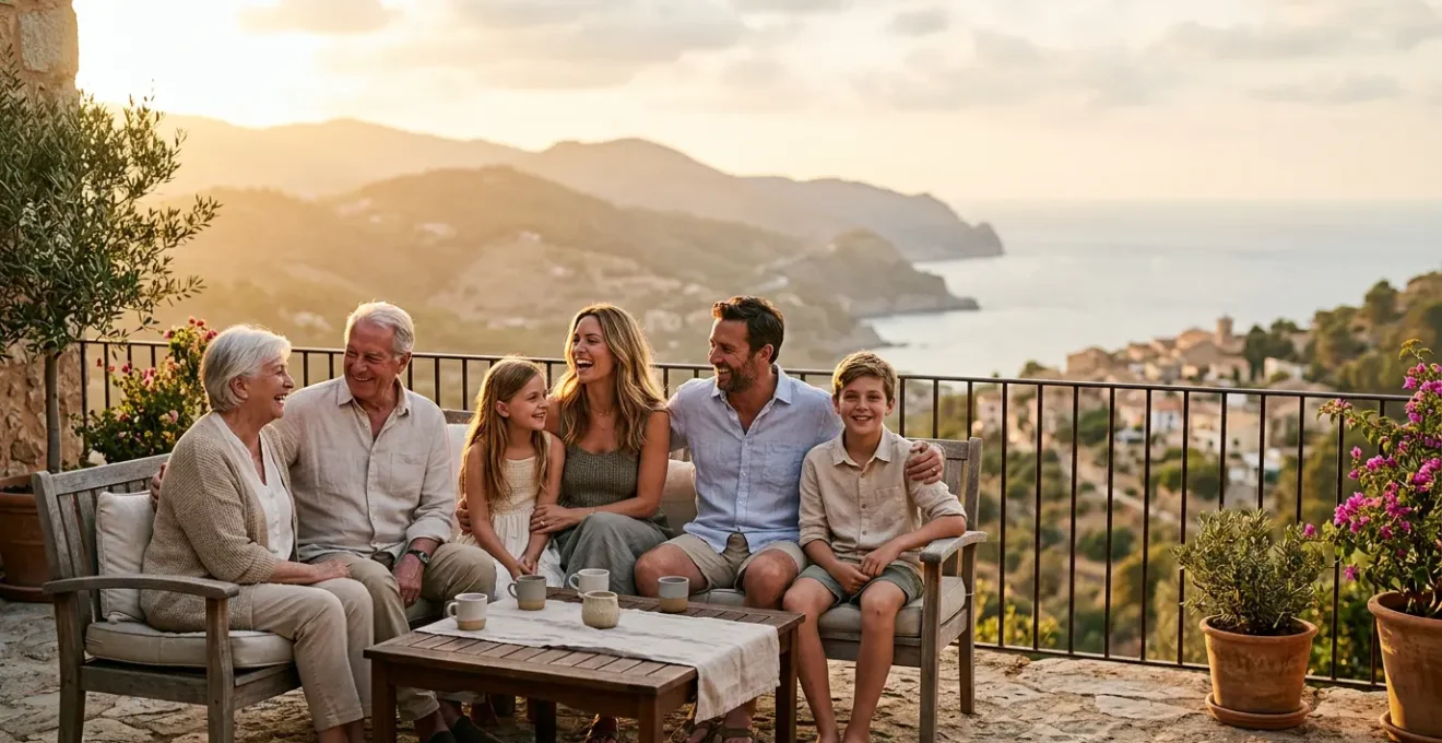 Family connecting authentically during vacation moments without digital distractions