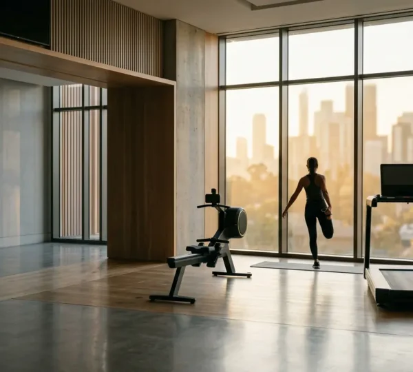 Fitness content creator documenting authentic hotel wellness experience